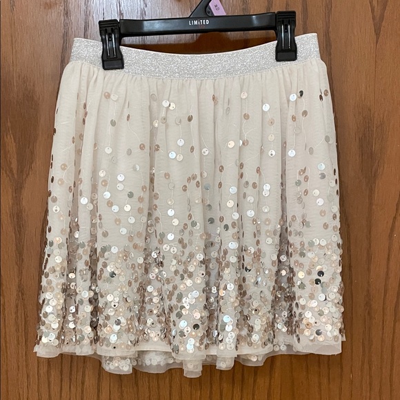 Cat & Jack Other - Cat & Jack UEC Girls Sz Large (10/12)  Cream Silver Lined Sequin Skirt